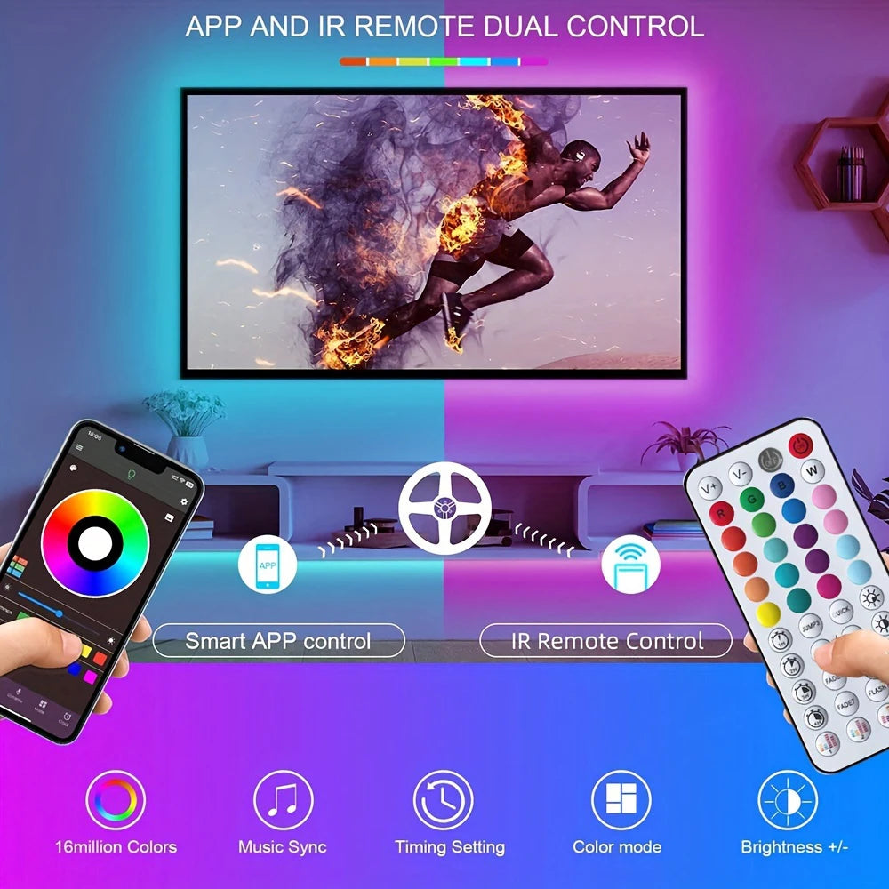 Tiras LED RGB Music Sync | Control por App, Ambiente Gaming y Decoración para Habitación