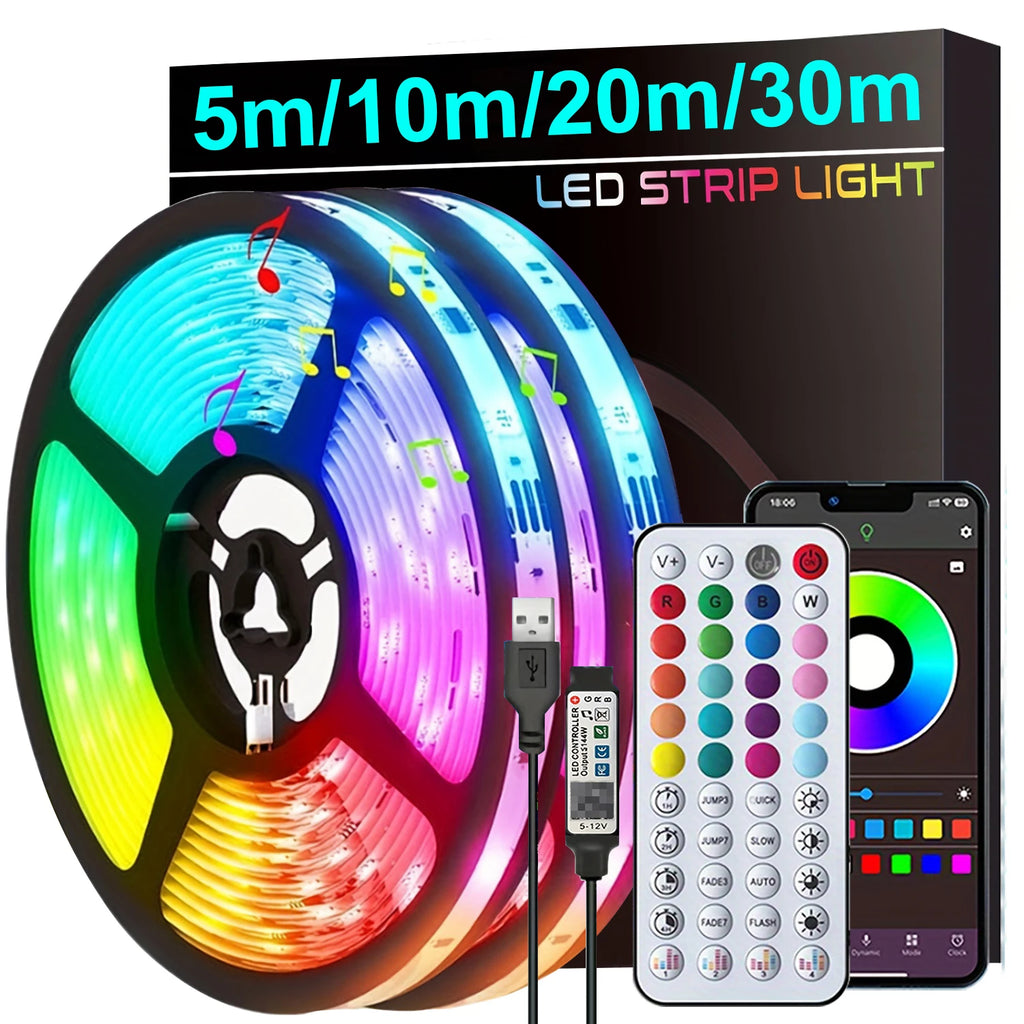 Tiras LED RGB Music Sync | Control por App, Ambiente Gaming y Decoración para Habitación