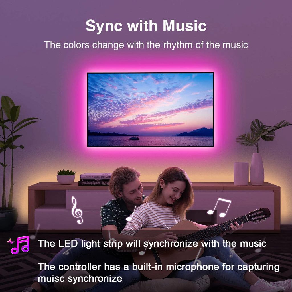Tiras LED RGB Music Sync | Control por App, Ambiente Gaming y Decoración para Habitación