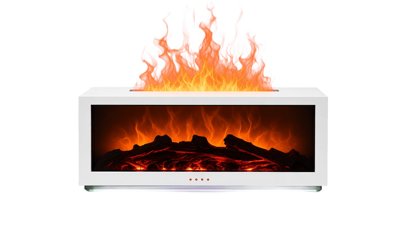 Difusor VEYLO blanco con efecto llama 3D, vista frontal